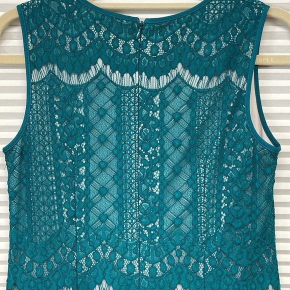 Adrianna Papell NWT Teal Green Sleeveless Lace Shift Dress Size 2P - Picture 9 of 12
